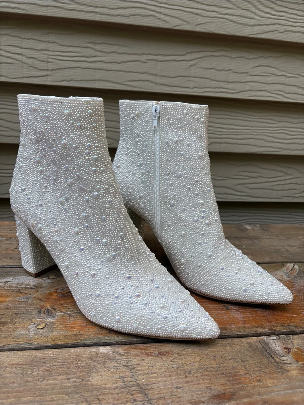 Betsey Johnson Cady Dress Ankle Boots Pearl Rhinestone Embellished 10 Lulus $159
